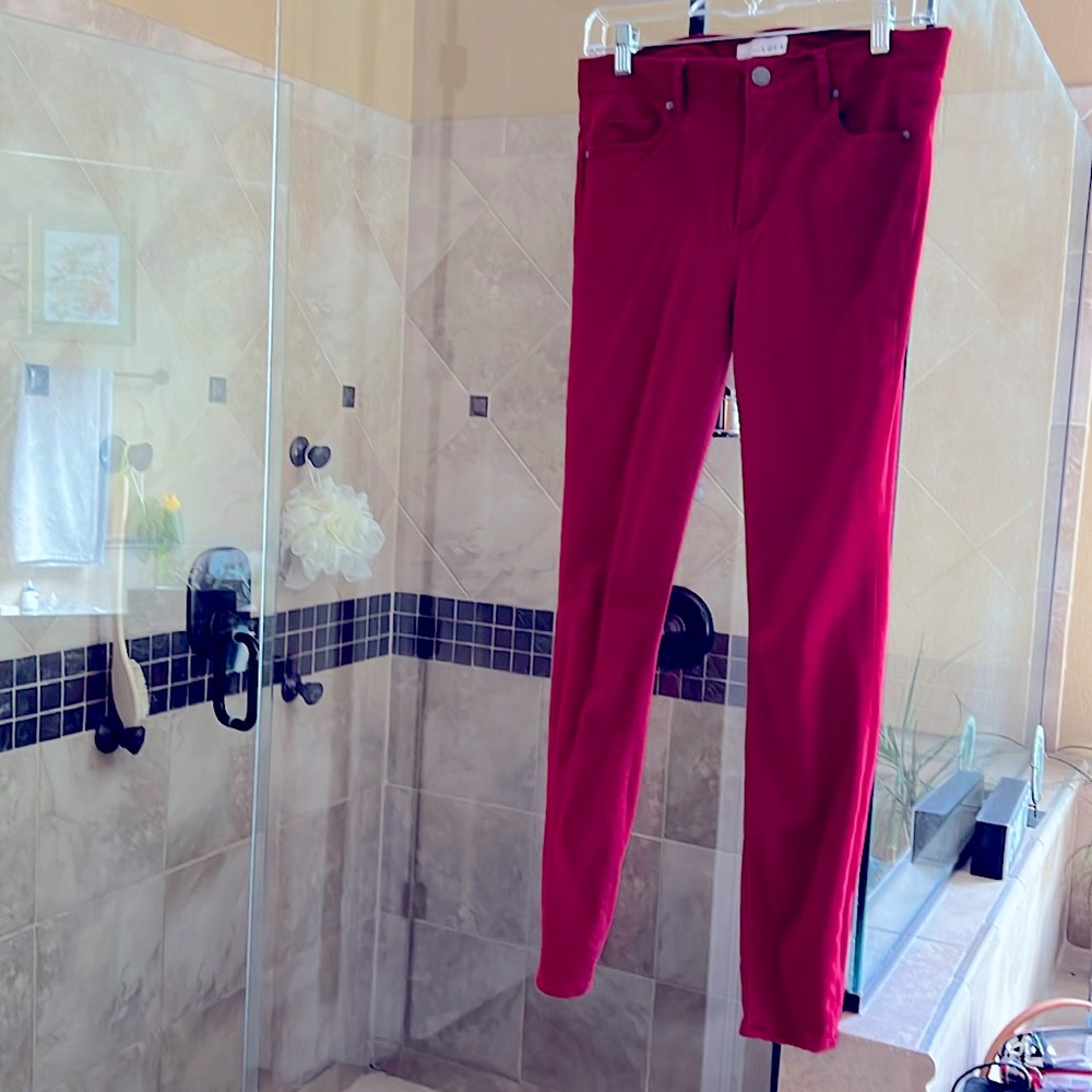 Loft red brushed fabric straight leg pants